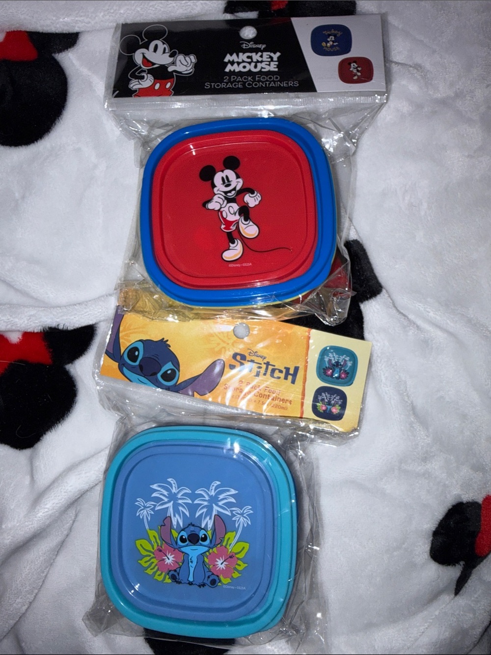 4/$20 bundle Disney Mickey or Stitch Food Storage Containers - Red, Blue, Teal